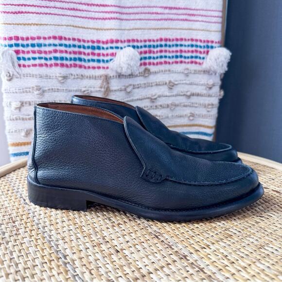 Alumnae Black Leather Ankle Loafer Style Booties Made In Italy Women’s 37 US 7 - Picture 2 of 10